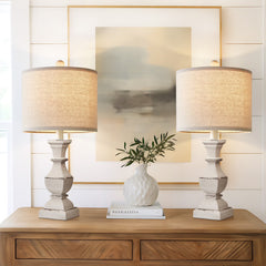 20.5" Retro Table Lamp Set of 2 Bedside Lamps for Living Room Bedroom Traditional Nightstands Lamps Resin