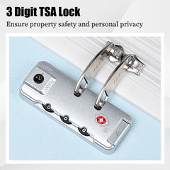 " ABS Hard Shell Expandable 5-Piece Luggage Set - 360° Spinner, 20"", 24"", 28"" Sizes - Blue"