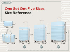 " ABS Hard Shell Expandable 5-Piece Luggage Set - 360° Spinner, 20"", 24"", 28"" Sizes - Blue"