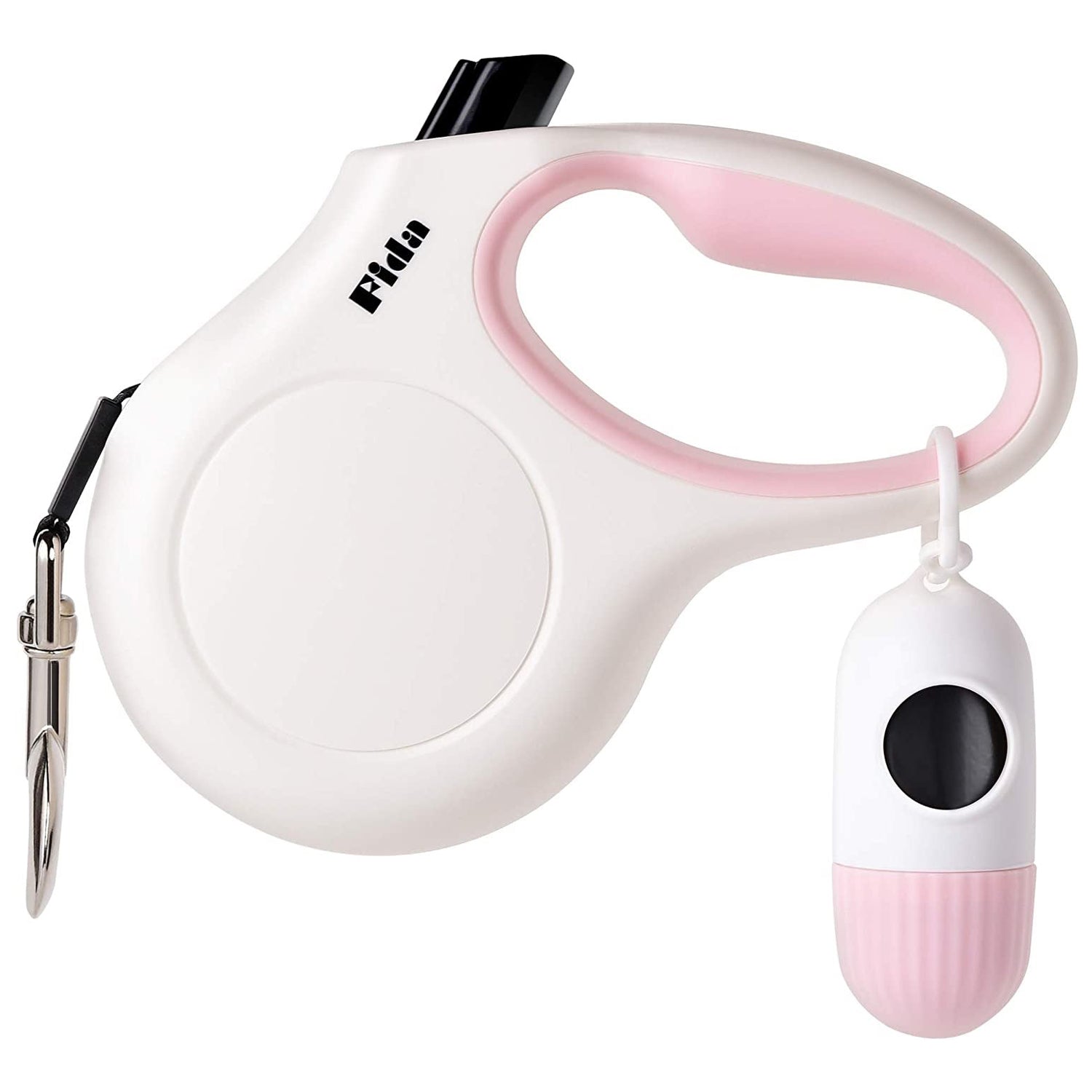 Retractable Dog Leash with Poop Bag Dispenser, 10 Ft Nylon Tape - Anti-Slip Handle, Tangle-Free, Reflective - for X-Small Dogs or Cats up to 18 lbs