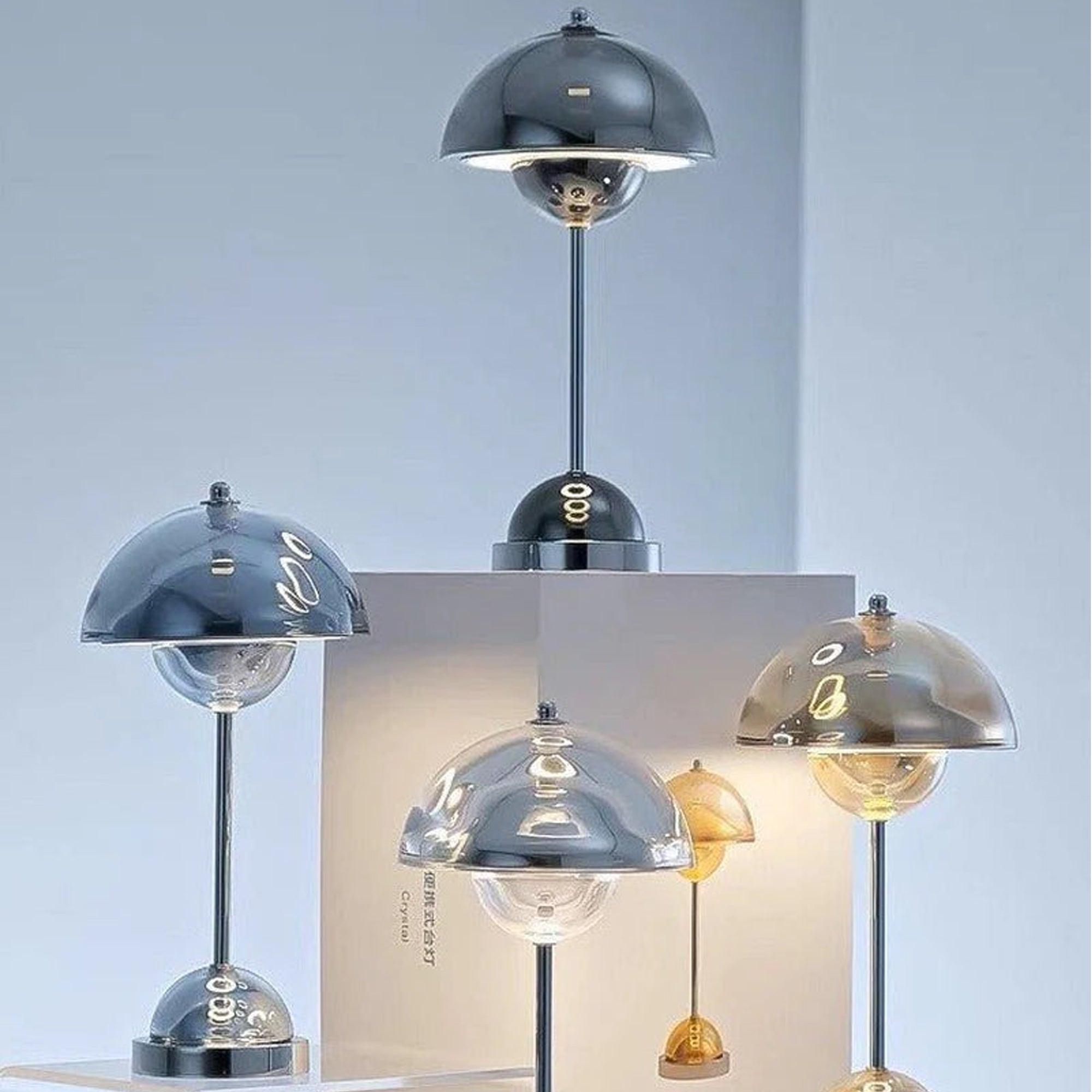 Modern Nordic Chrome Flowerpot Table Lamp – Dimmable, Portable Bedside Accent Light