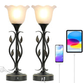 Touch Bedside Lamps Set of 2 with USB, 3-Way Dimmable Rustic Table Lamps