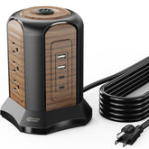 Tower Surge Protector – 9 Outlets, 4 USB (2 USB-C), 10 Ft Cord, 1080 J, Grounded, Brown