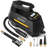 Portable 12V DC Tire Inflator – Digital Pressure Gauge, Emergency LED Light, 9.8ft Cord, Car & Bicycle Air Pump (Yellow)