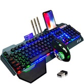 Wireless RGB Gaming Keyboard and Mouse Combo, Rechargeable Mechanical-Feel Keyboard with Wrist Rest & Silent Gaming Mouse