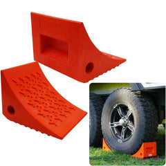 Heavy Duty Rubber Wheel Chocks (2 Pack) – Non-Slip for RV, Trailer, Boat & Truck – Orange