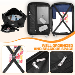 3 Piece Hardshell Luggage Set, Lightweight Suitcase with TSA Lock Spinner Wheels, 20/24/28 In, Black