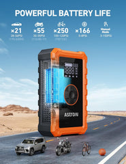 S8 Air Jump Starter with Air Compressor, 3000A Peak Car Battery Jump Starter Portable (9.0 Gas/6.5L Diesel) with 150PSI Cordless Auto-Shutoff Tire Inflator, 12V Battery Charger Booster(Orange)