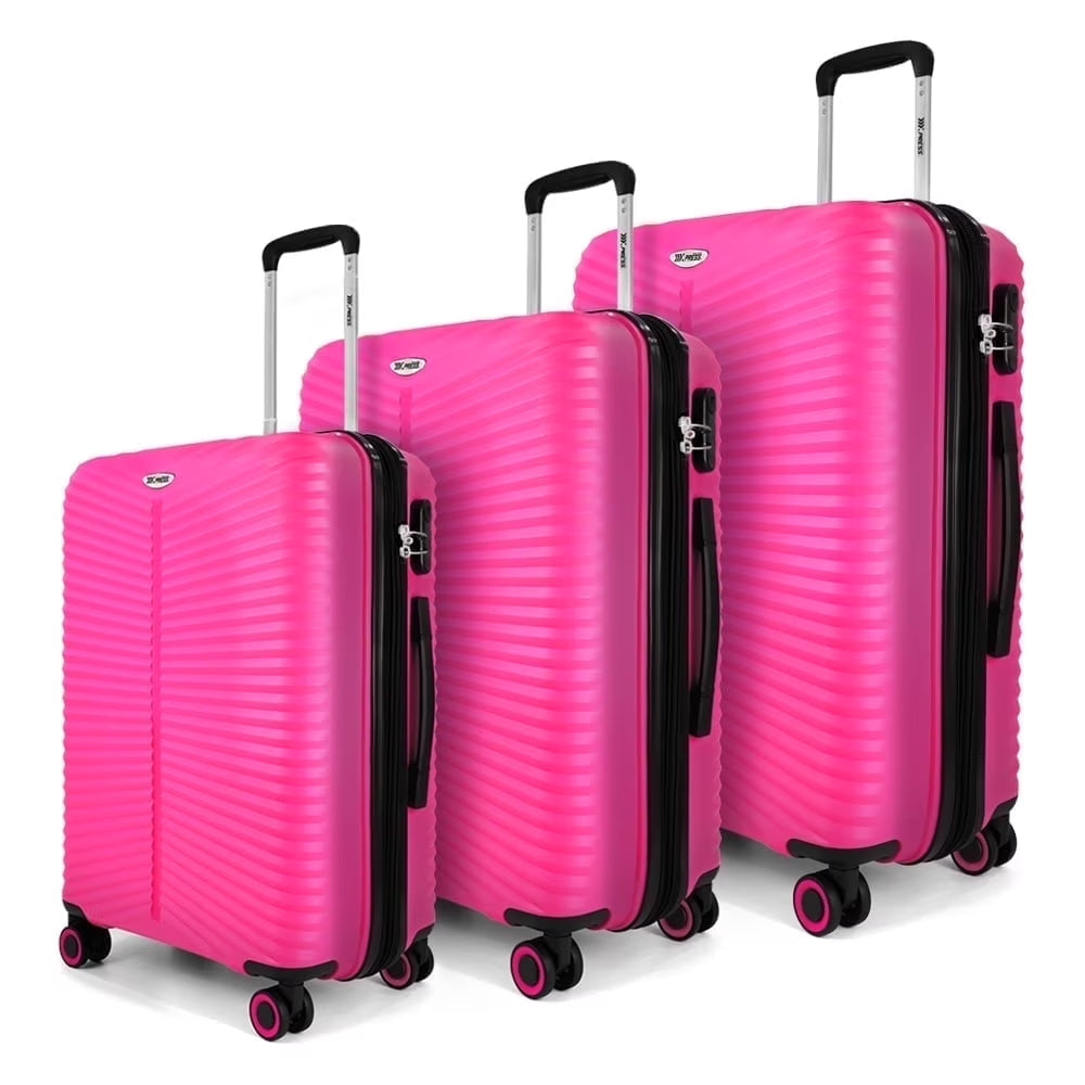 3 Piece Hardside Luggage Set Expandable Suitcase with Spinner Wheels,Lightweight Hardshell Suitcase Set 20In24In28In, Pink, SQ249