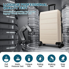 3 Piece Luggage Set Expandable ABS+PC Hardshell Carry on Suitcase with Spinner Wheels & TSA Lock for Men and Women, Rolling Carry-On Suit Case for Plane, Travel, Business, Beige(20In/Db/Tb)