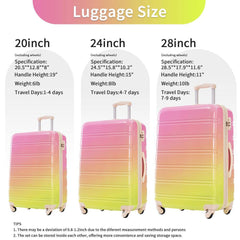 3-Piece Multicolor Pink Hardside Spinner Luggage Set with TSA Lock (20/24/28 In.)