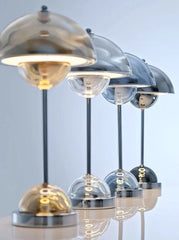 Modern Nordic Chrome Flowerpot Table Lamp – Dimmable, Portable Bedside Accent Light