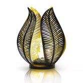 Waterproof Metal Palm Leaf Solar Lights for Outdoor Garden Decor, Black