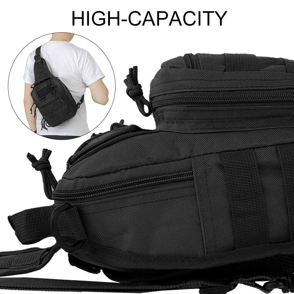 Men's Tactical Sling Shoulder Bag - Molle Travel Chest Pack for Outdoor Hiking