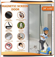 Magnetic Screen Door Mesh Curtain Durable Heavy Duty Mosquito Net Bug Hands Free