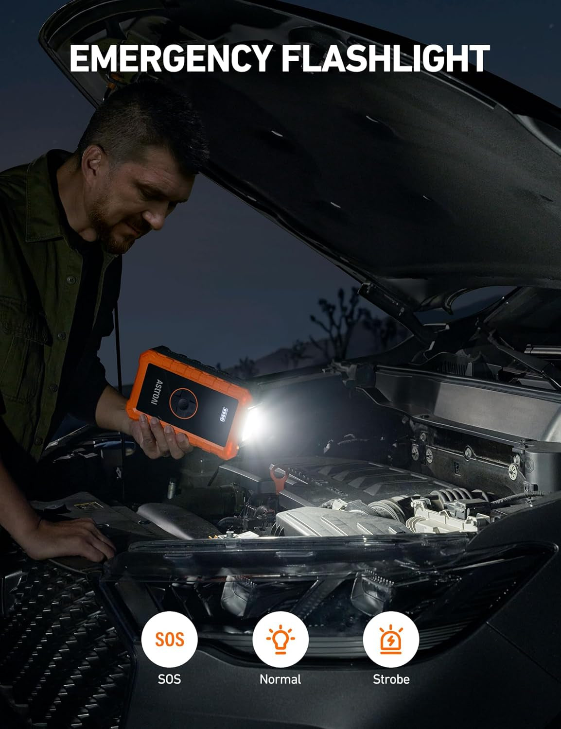 S8 Air Jump Starter with Air Compressor, 3000A Peak Car Battery Jump Starter Portable (9.0 Gas/6.5L Diesel) with 150PSI Cordless Auto-Shutoff Tire Inflator, 12V Battery Charger Booster(Orange)