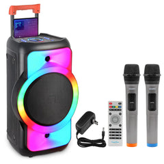 12-Inch Bluetooth Speaker Boombox Party Karaoke Machine Portable PA System with 2 Wireless Microphones PLB 12X1 2MIC