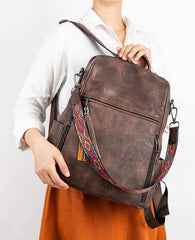 Designer PU Leather Backpack Purse for Women – Fashion Travel Shoulder Bag with Tassel