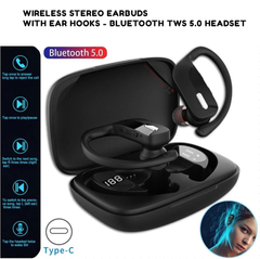 Wireless Stereo Earbuds with Ear Hooks - Bluetooth TWS 5.0 Headset