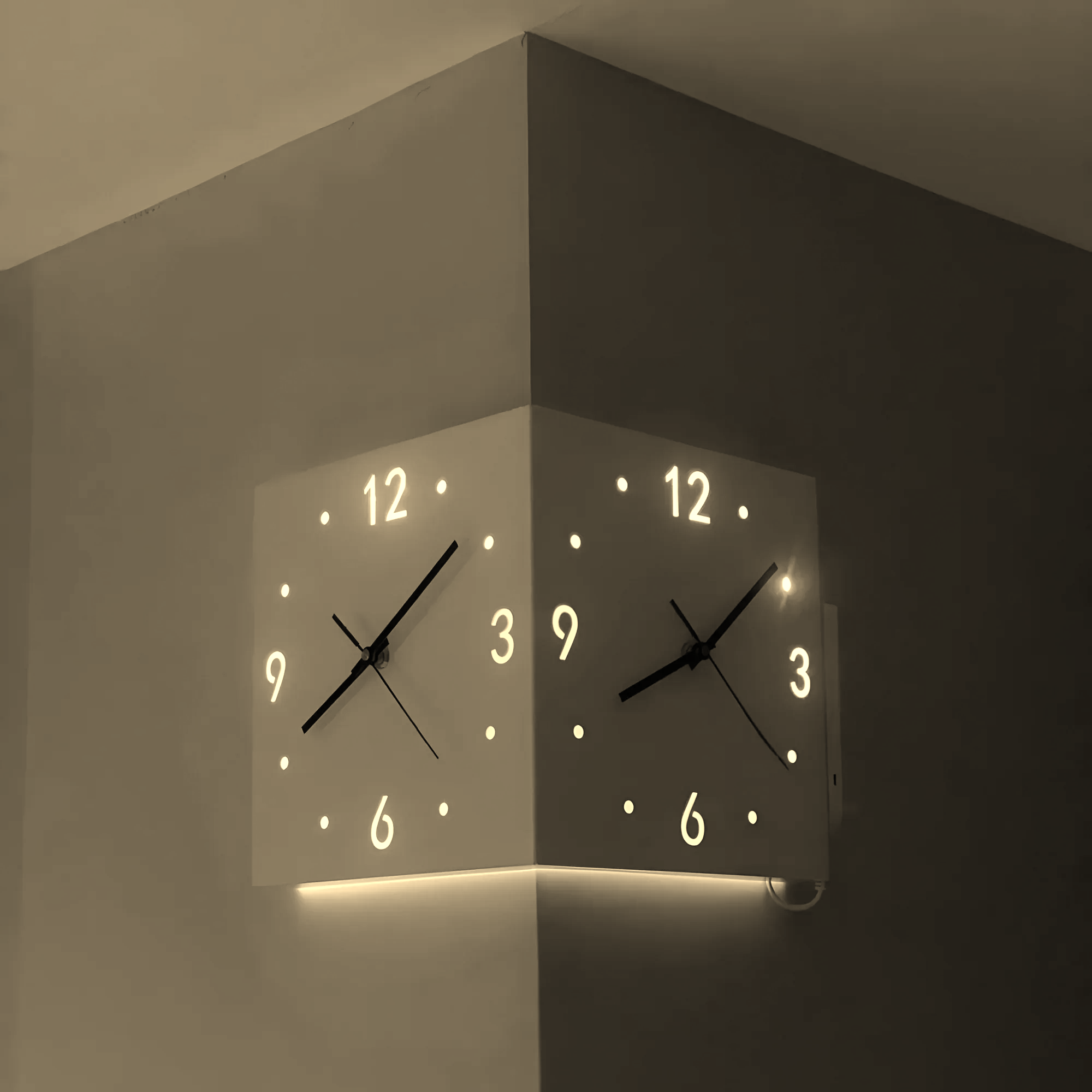 Backlit Corner Clock with Motion Sensor