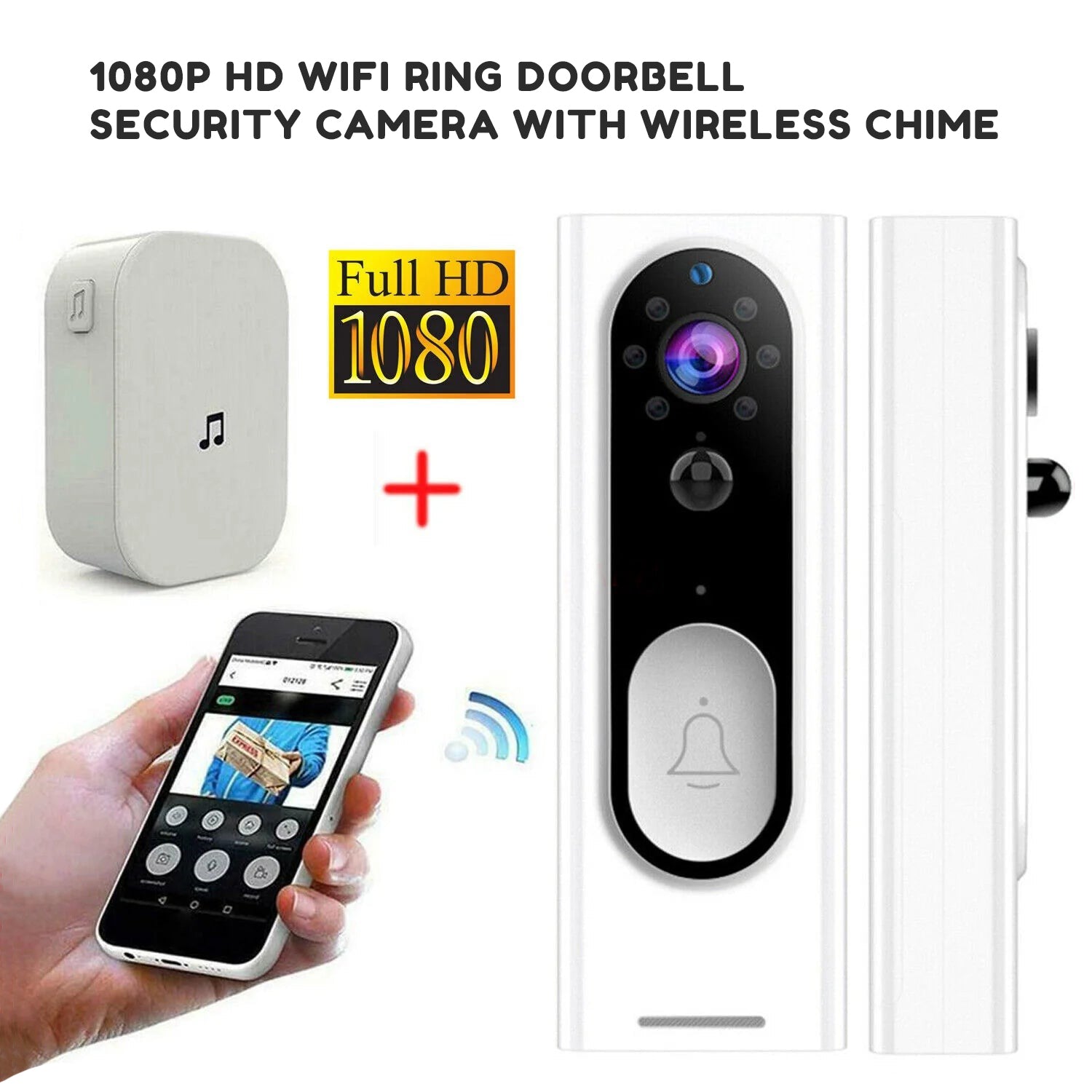 1080P HD WiFi Ring Doorbell Security Camera with Wireless Chime