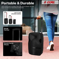 Party Speaker Portable PA System - 2 Wireless Mic Bluetooth - Loud Big Powered DJ Karaoke Machine