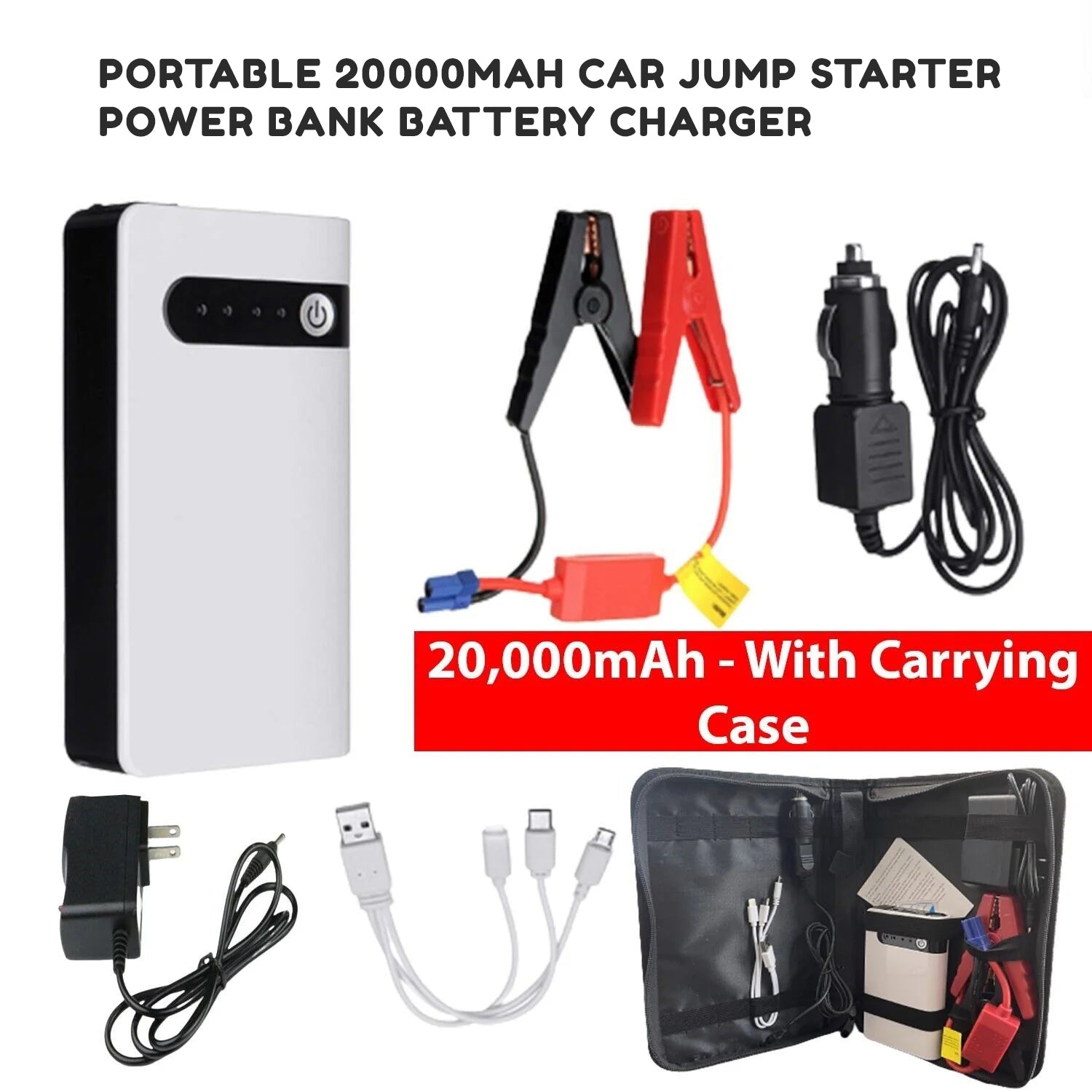 Portable 20000mAh Car Jump Starter Power Bank Battery Charger