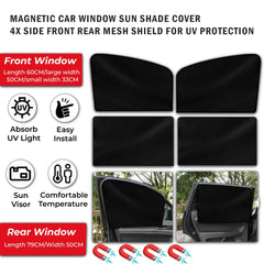 Magnetic Car Window Sun Shade Cover - 4X Side Front Rear Mesh Shield for UV Protection