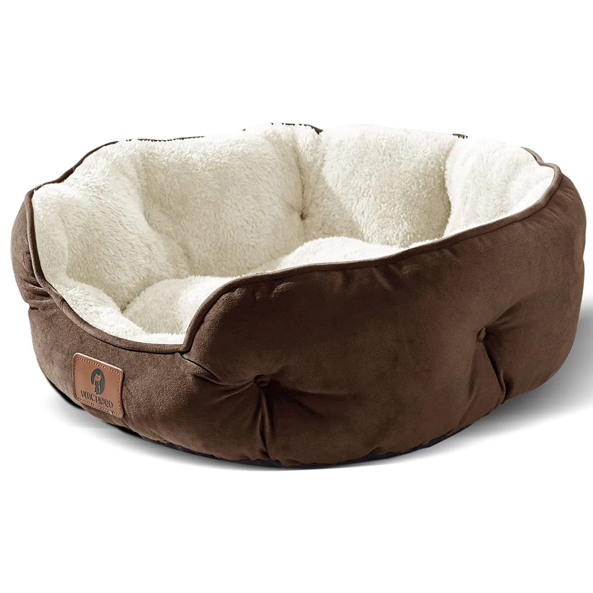 Small Dog Bed for Small Dogs, Cat Beds for Indoor Cats, Pet Bed for Puppy and Kitty, Extra Soft & Machine Washable with Anti-Slip & Water-Resistant Oxford Bottom, Brown, 20 Inches