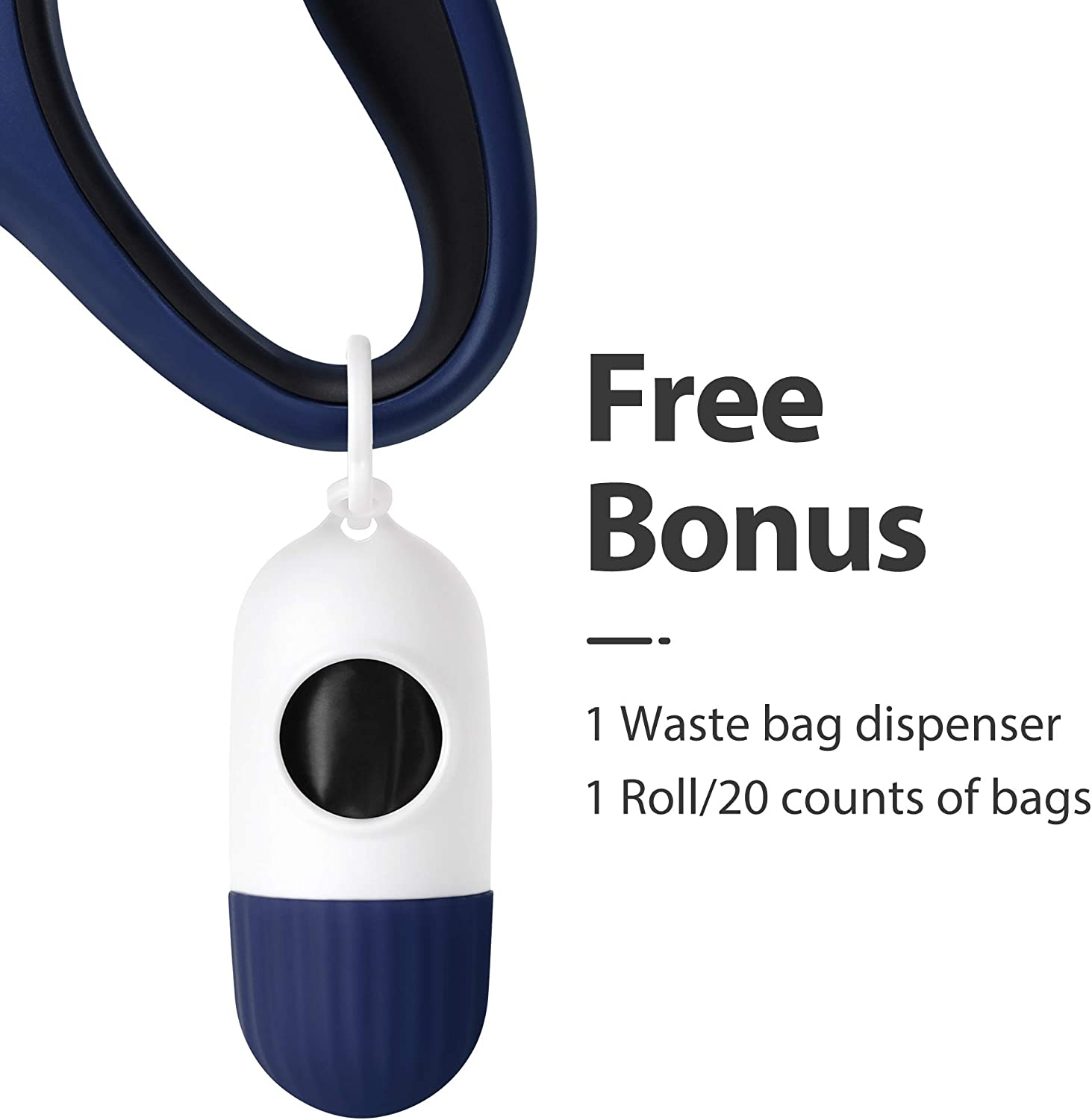 Retractable Dog Leash with Poop Bag Dispenser, 10 Ft Nylon Tape - Anti-Slip Handle, Tangle-Free, Reflective - for X-Small Dogs or Cats up to 18 lbs