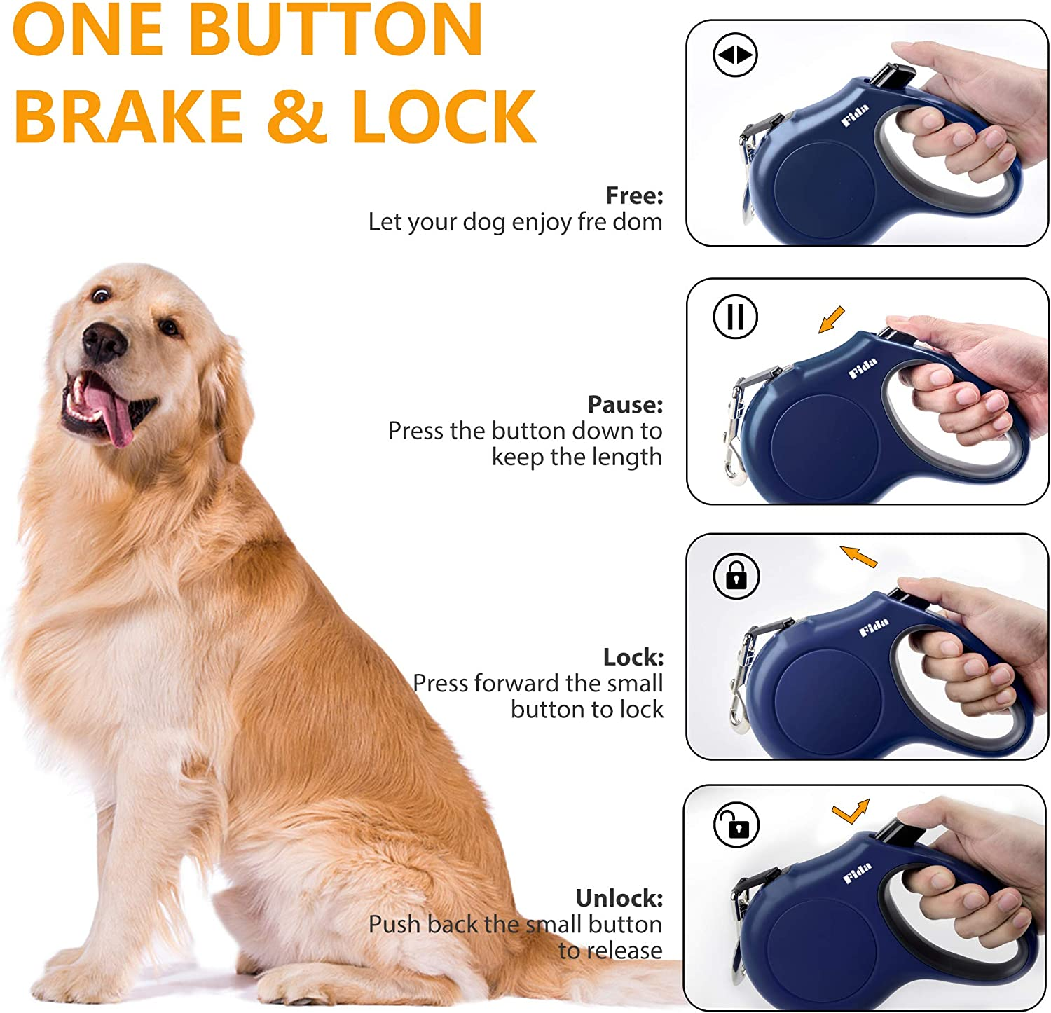 Retractable Dog Leash with Poop Bag Dispenser, 10 Ft Nylon Tape - Anti-Slip Handle, Tangle-Free, Reflective - for X-Small Dogs or Cats up to 18 lbs