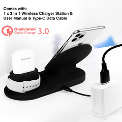 5 Core Wireless Charging Station 10W 3 in 1 Fast Phone Watch Earpod Wireless Charging Stand