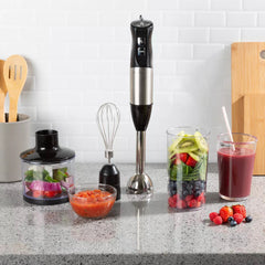 Hastings Home 4-In-1 6-Speed Anti-Splash Immersion Blender with Attachment Set