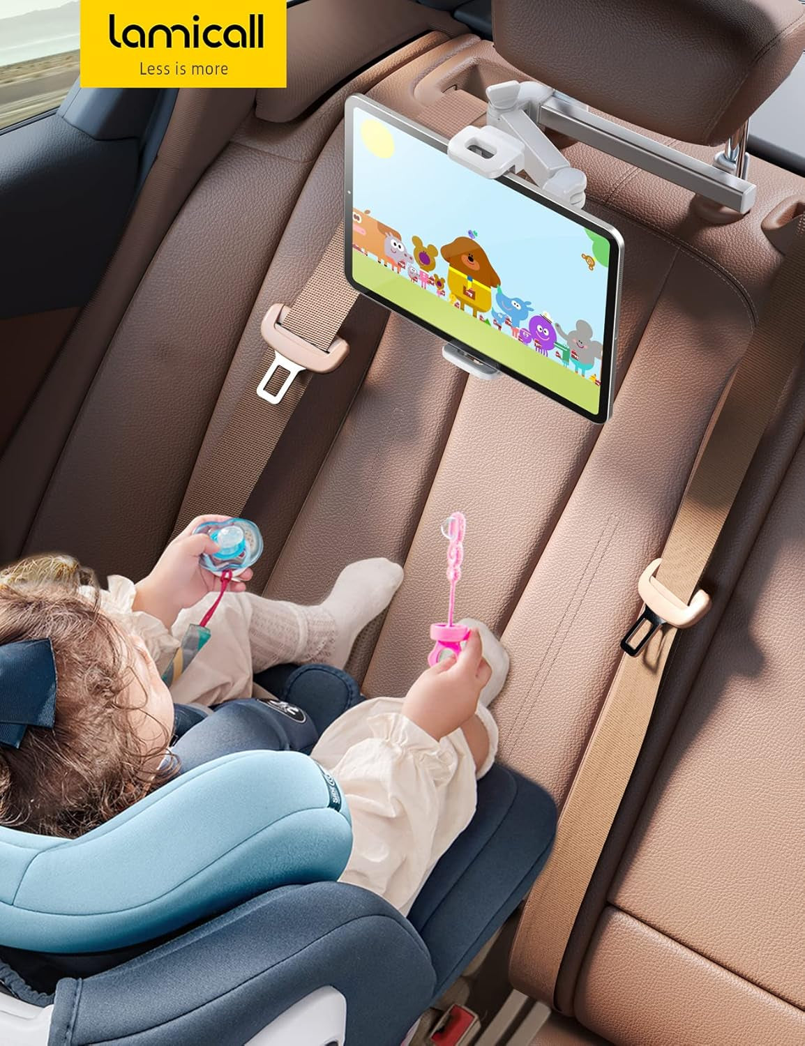 3-in-1 Car Headrest Tablet Holder – Adjustable Backseat Mount for 4.7–11" Devices