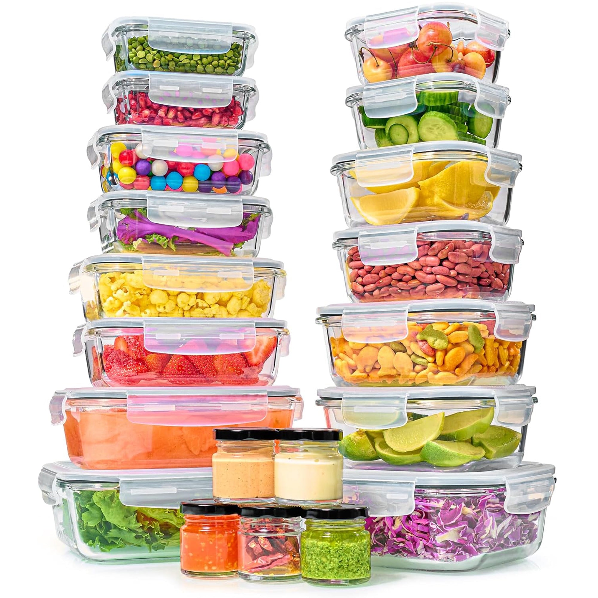 40-Piece Glass Food Storage Containers with Airtight Lids – Leakproof, BPA-Free, Microwave & Freezer Safe