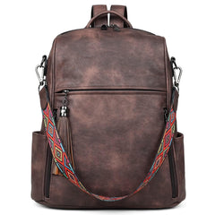 Designer PU Leather Backpack Purse for Women – Fashion Travel Shoulder Bag with Tassel