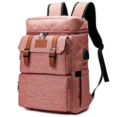 Vintage Laptop Backpack for Men & Women, 16-Inch College Bookbag, Travel & School Backpack, Pink