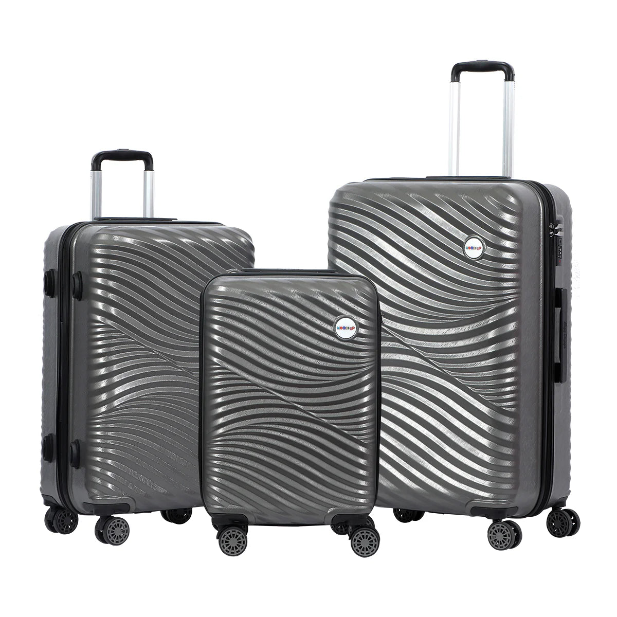 Biggdesign Moods up Hard Luggage Sets with Spinner Wheels, Antracite, 3 Pcs.