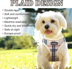 Dog Harness Step-In Breathable Puppy Cat Dog Vest Harnesses for Small Medium Dogs Beige