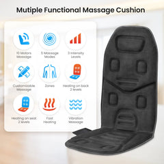 Motors Massage Seat Cushion with 3 Level Heating Pad, Back Massager Chair Pad, Father'S Day Gifts