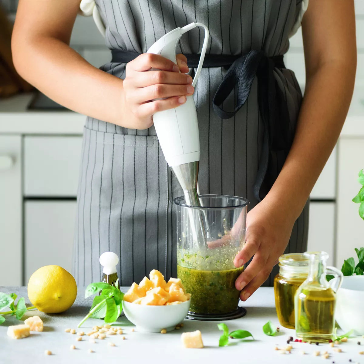 Hastings Home 4-In-1 6-Speed Anti-Splash Immersion Blender with Attachment Set