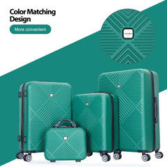 Luggage Sets 4 Piece Suitcase Set (14/20/24/28)Hardside Suitcase with Spinner Wheels Lightweight Carry on Luggage(Dark Green)