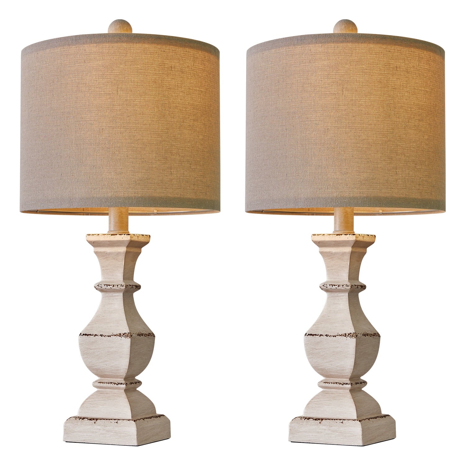 20.5" Retro Table Lamp Set of 2 Bedside Lamps for Living Room Bedroom Traditional Nightstands Lamps Resin