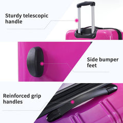 3-Piece Purple and Pink Gradient Hardside Spinner Luggage Set with TSA Lock (20/24/28 Inch)