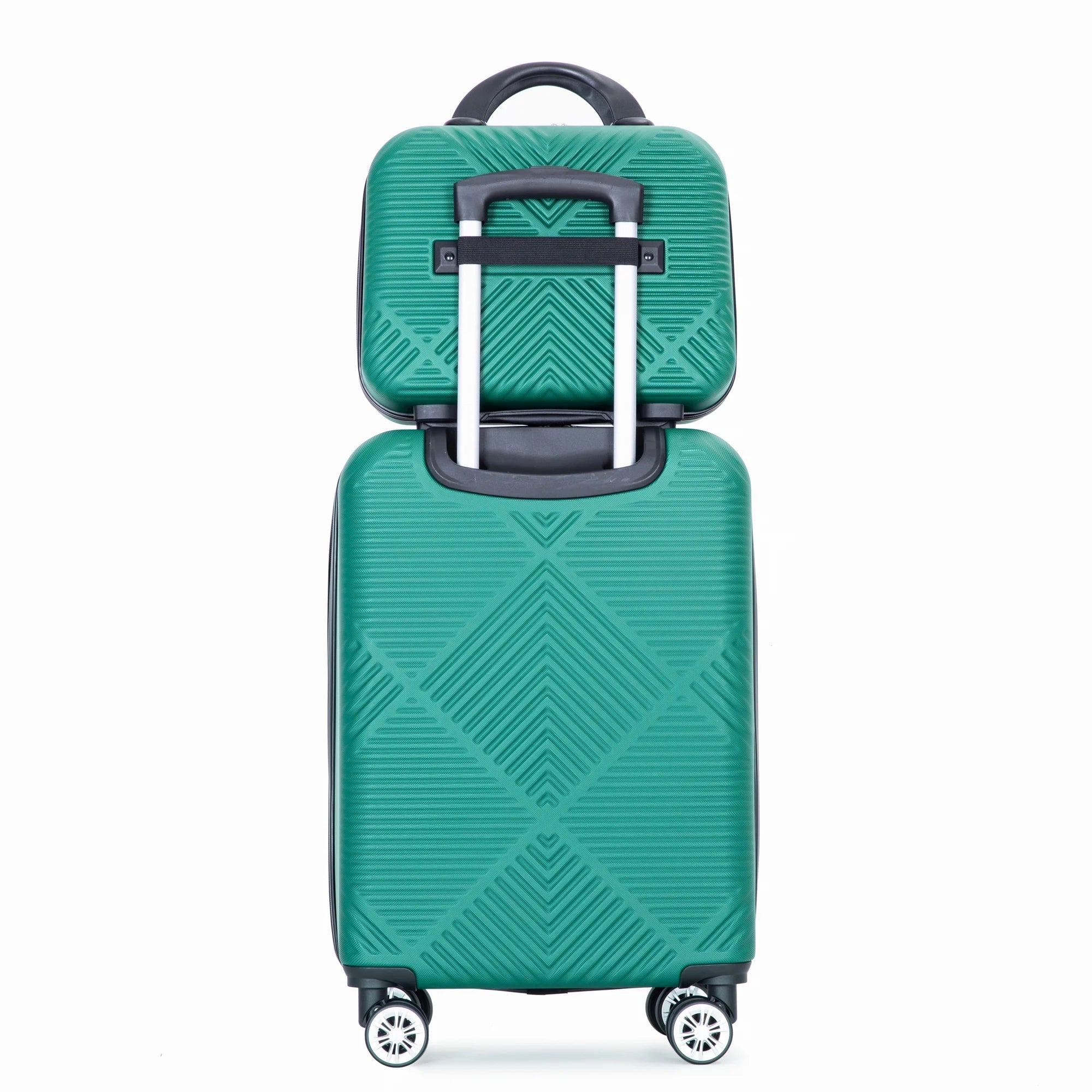 Luggage Sets 4 Piece Suitcase Set (14/20/24/28)Hardside Suitcase with Spinner Wheels Lightweight Carry on Luggage(Dark Green)