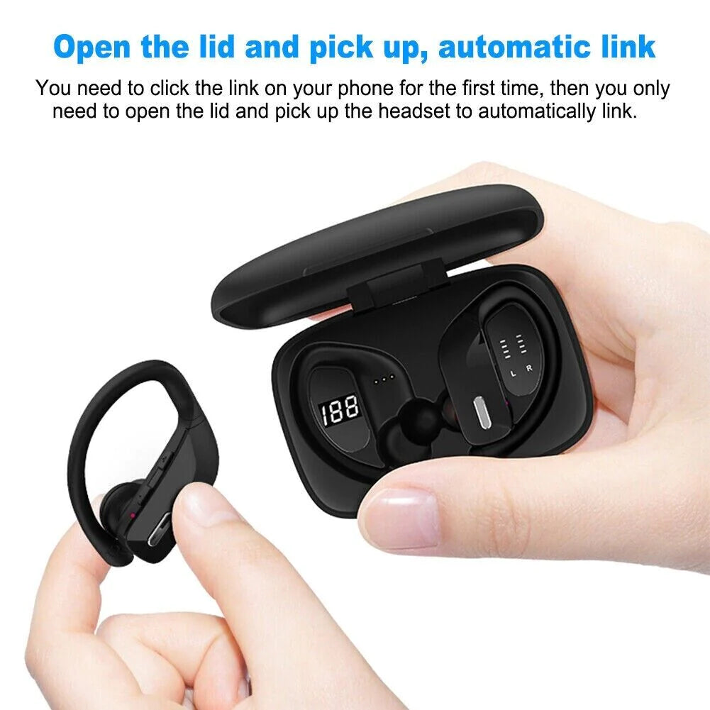 Wireless Stereo Earbuds with Ear Hooks - Bluetooth TWS 5.0 Headset