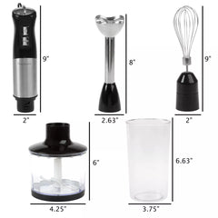 Hastings Home 4-In-1 6-Speed Anti-Splash Immersion Blender with Attachment Set