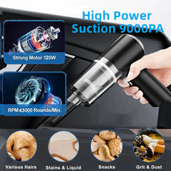 Compact 120W Cordless Handheld Vacuum Cleaner for Home, Car, and Auto - Portable and Wireless