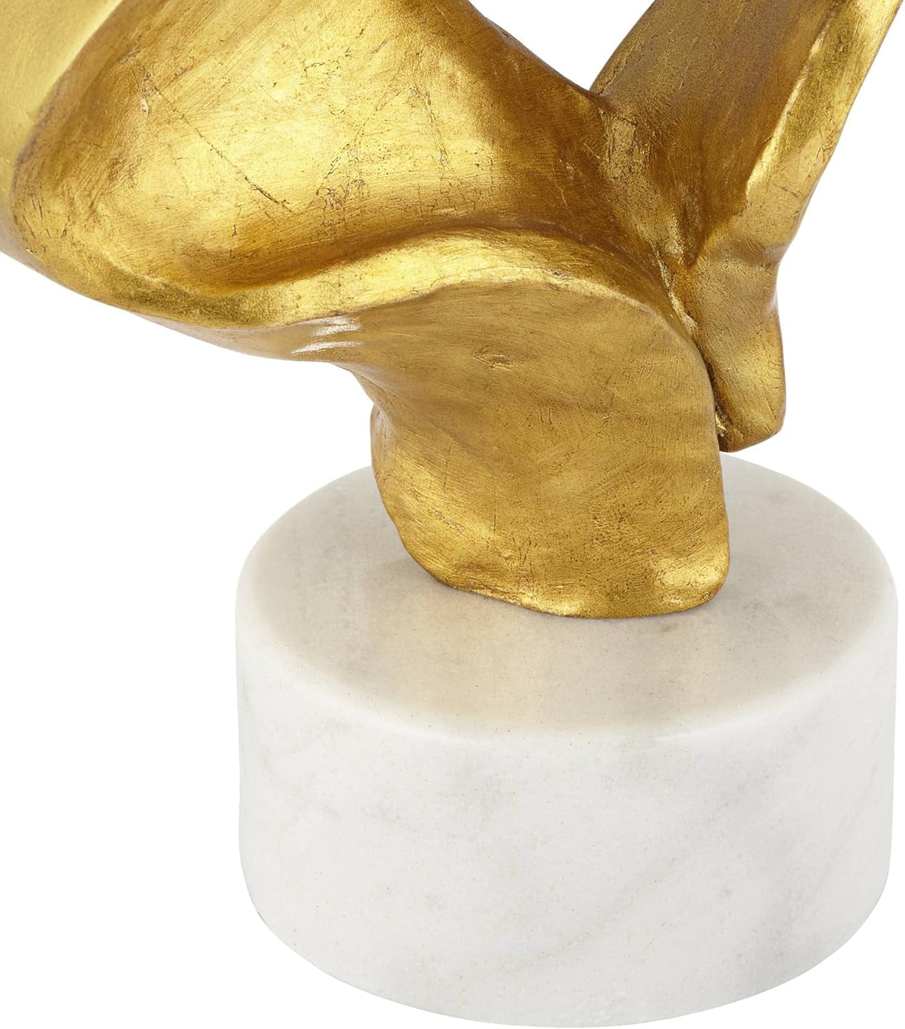 Hera Modern Glam Luxury Table Lamp Decor 31" Tall Sculptural Gold Leaf White Fabric Drum Shade Marble Base for Living Room Bedroom House Bedside Nightstand Home Office Entryway