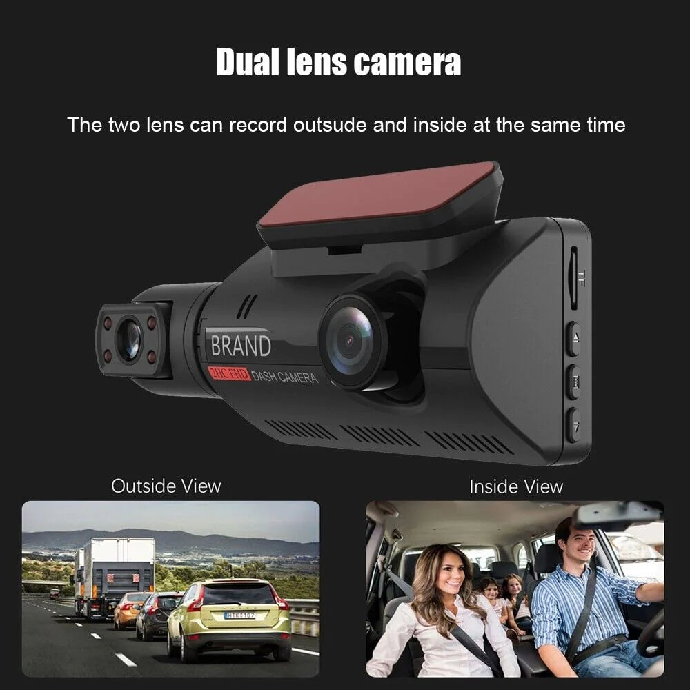 1080P Dual Lens Car DVR Dash Cam Video Recorder with G-Sensor - Front and Interior Cameras